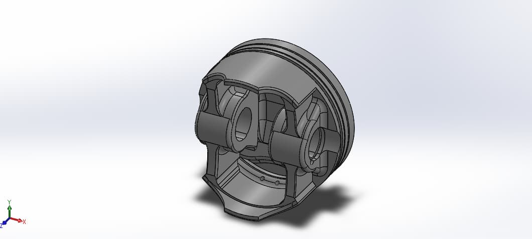Modelagem CAD 3D — Pistão em Corte